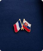 France and Slovakia Friendship Flag Enamel Lapel Pin Badge
