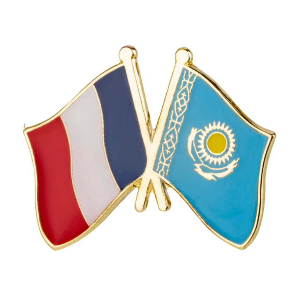 France & Kazakhstan Friendship Pin Badge