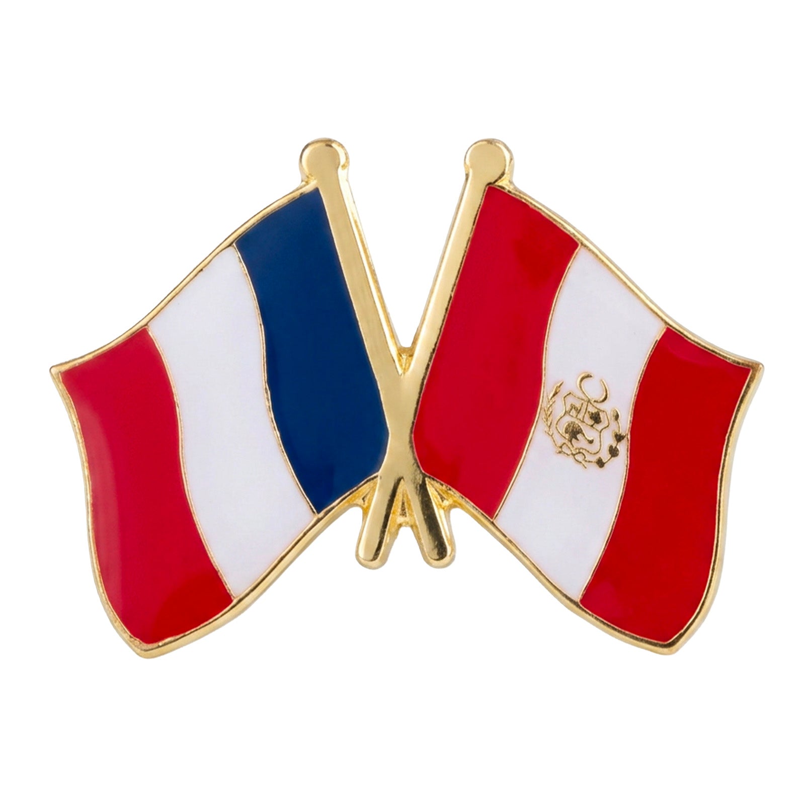 France and Peru Friendship Flag Enamel Lapel Pin Badge
