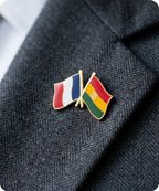 France and Bolivia Friendship Flag Enamel Lapel Pin Badge