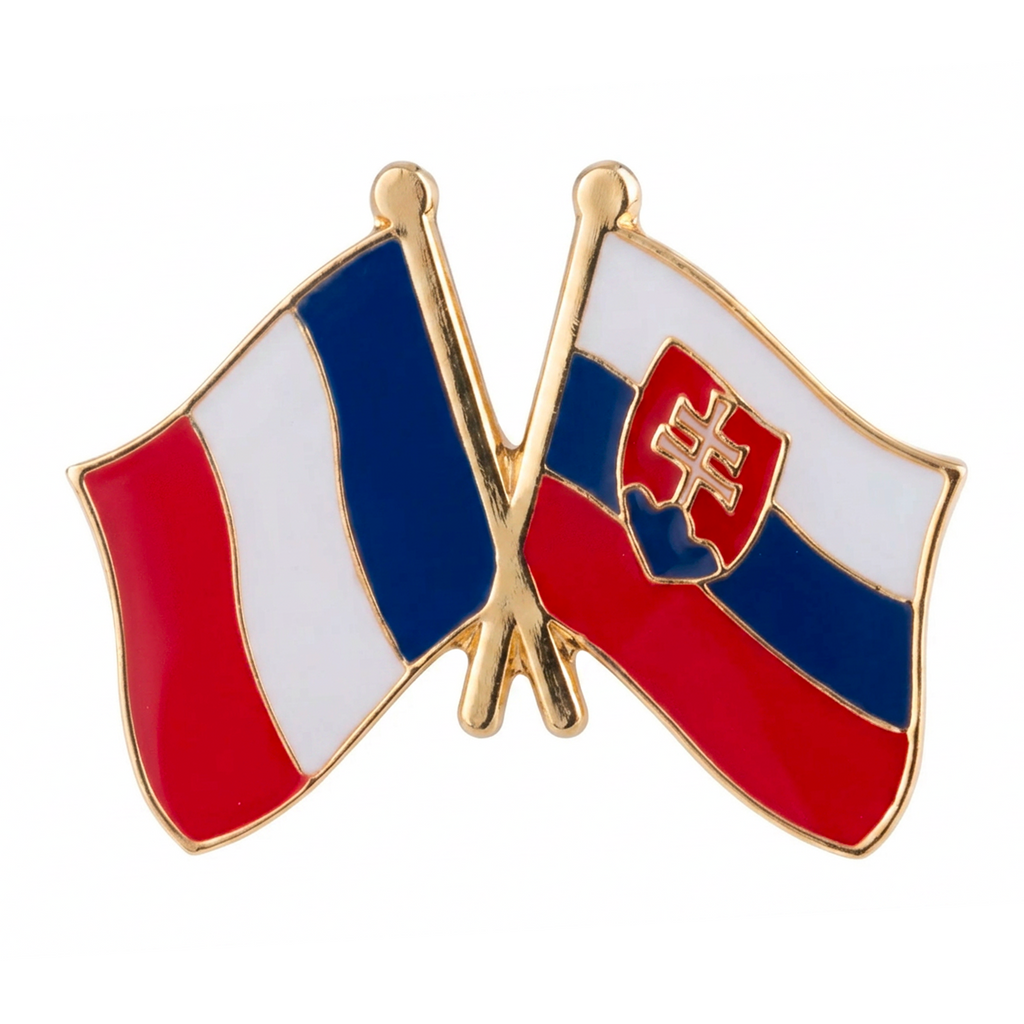 France and Slovakia Friendship Flag Enamel Lapel Pin Badge