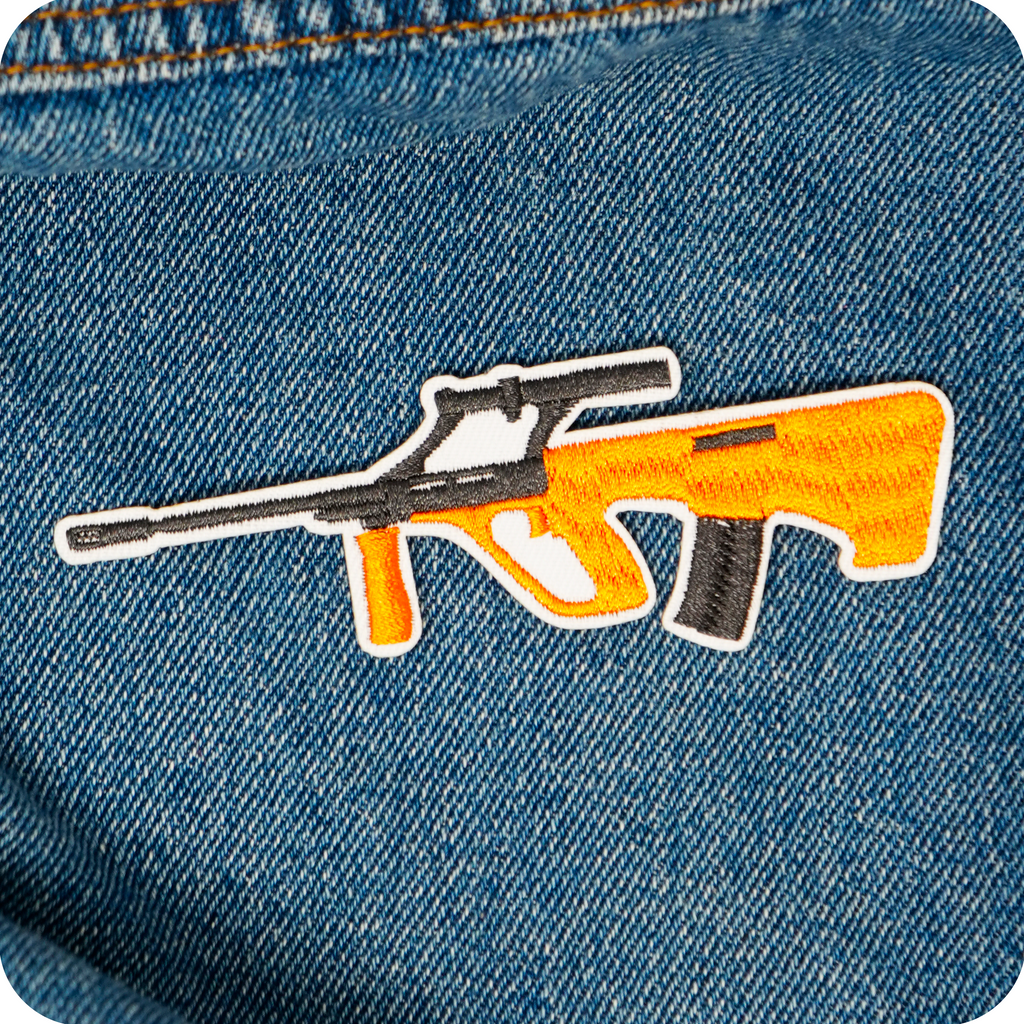 Steyr AUG HBAR Machine Gun Iron On Patch (11 x 3.5cm)