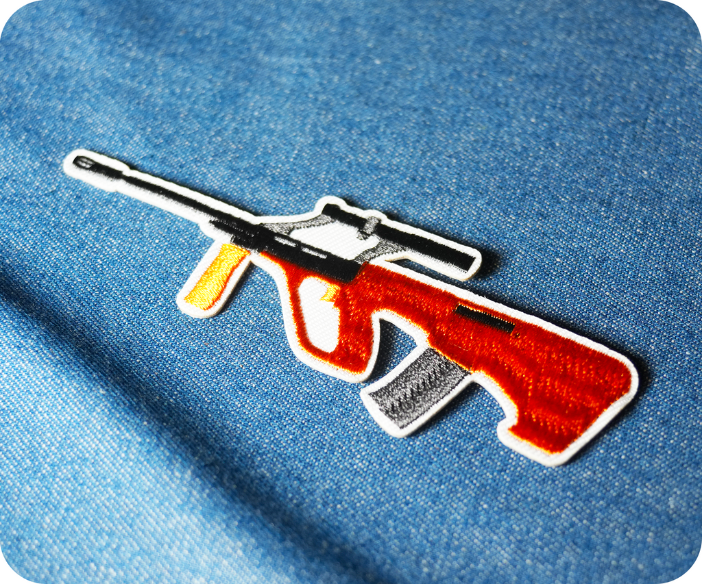 Steyr AUG HBAR Machine Gun Iron On Patch (11 x 3.5cm)