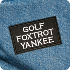 GFY Gold Foxtrot Yankie Funny Black Badge Iron On Patch (7.8 x 5cm)