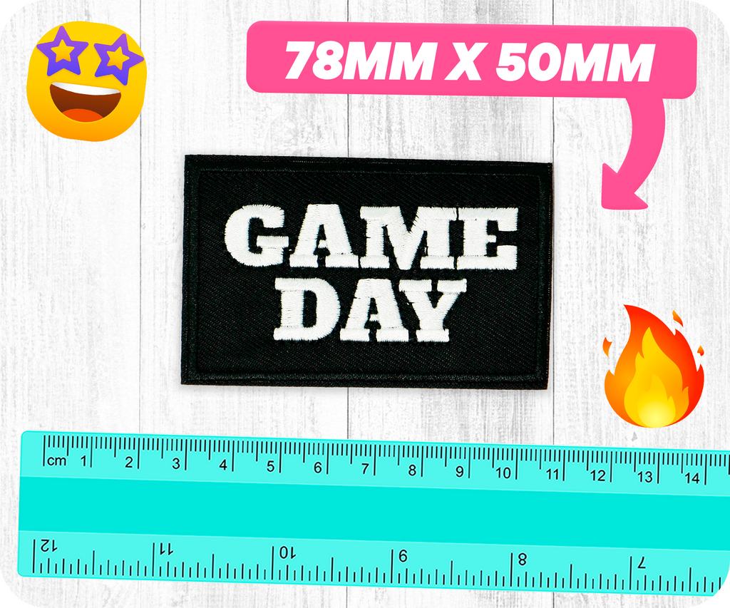 Game Day American Football Black Iron On Patch (7.8 x 5cm)