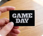 Game Day American Football Black Iron On Patch (7.8 x 5cm)