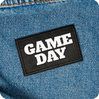 Game Day American Football Black Iron On Patch (7.8 x 5cm)