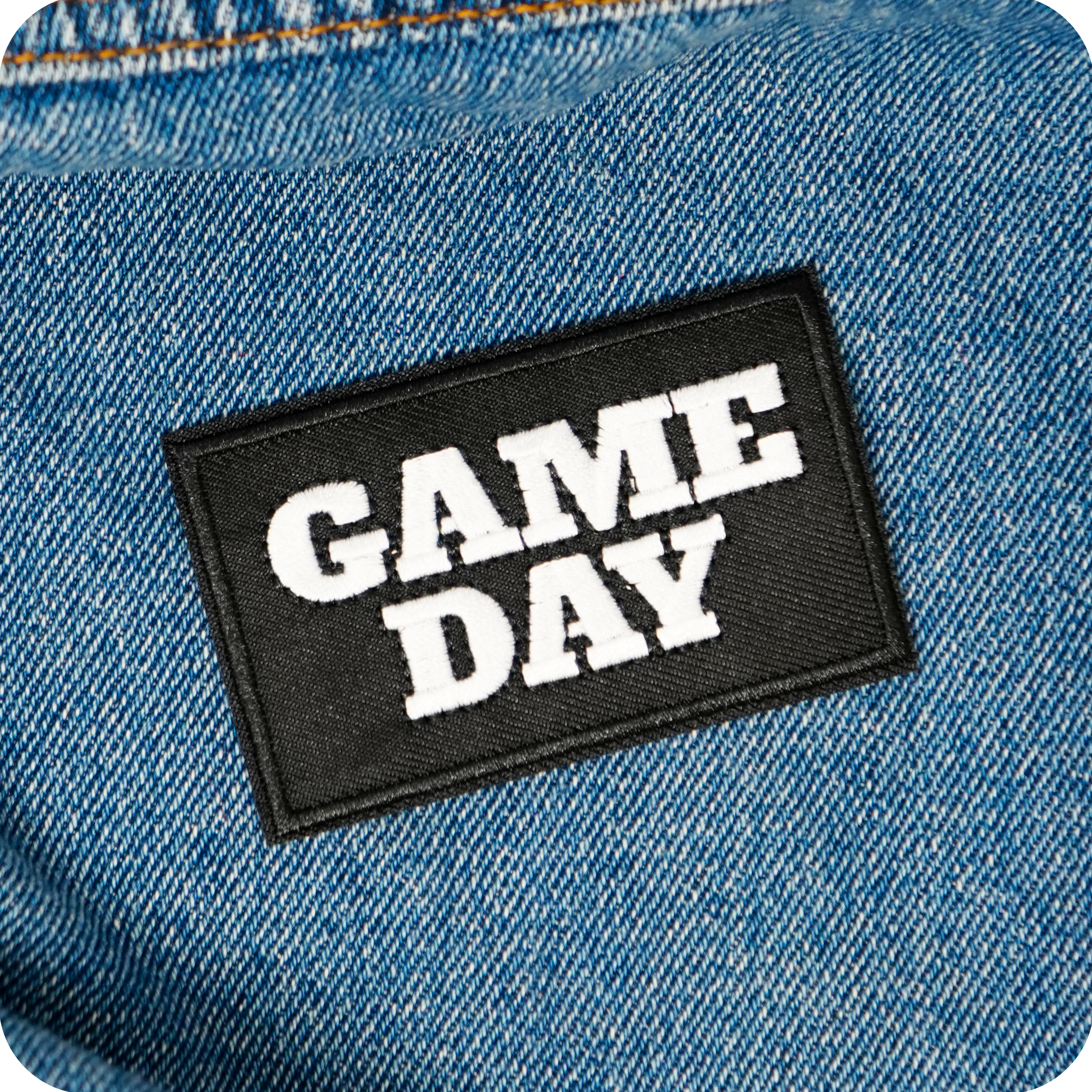 Game Day American Football Black Iron On Patch (7.8 x 5cm)