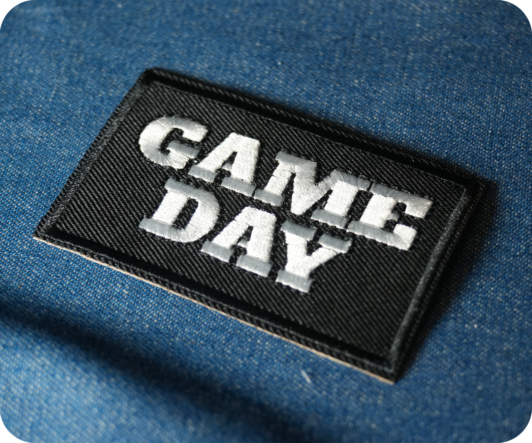 Game Day American Football Black Iron On Patch (7.8 x 5cm)