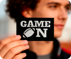 Game On American Football Black Iron On Patch (7.8 x 5cm)