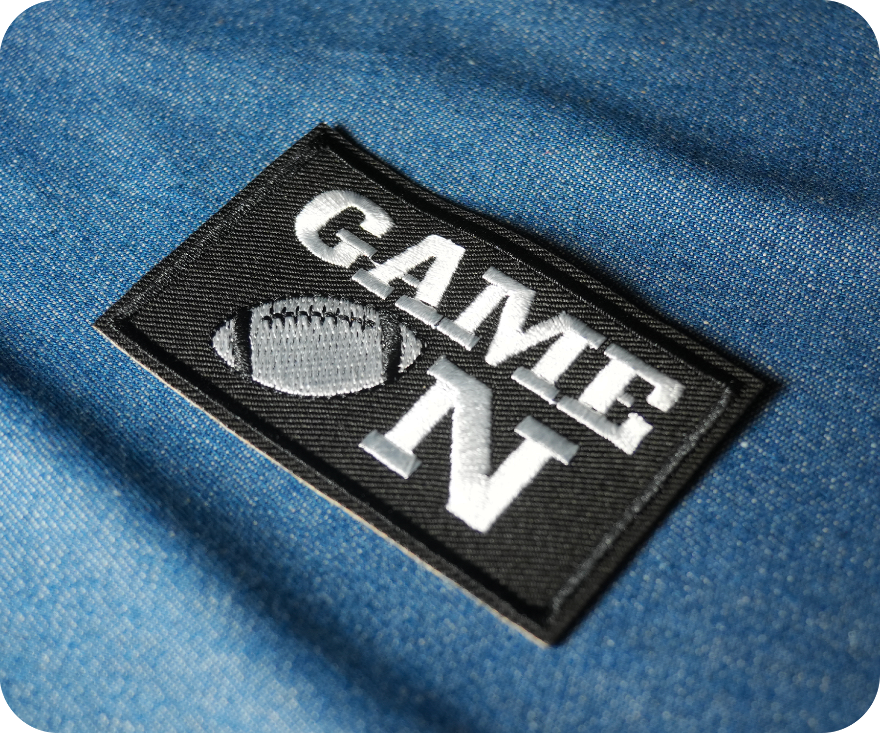 Game On American Football Black Iron On Patch (7.8 x 5cm)