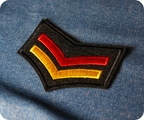Corporal Yellow Red Germany Rank Army Iron On Patch (6 x 7.5cm)