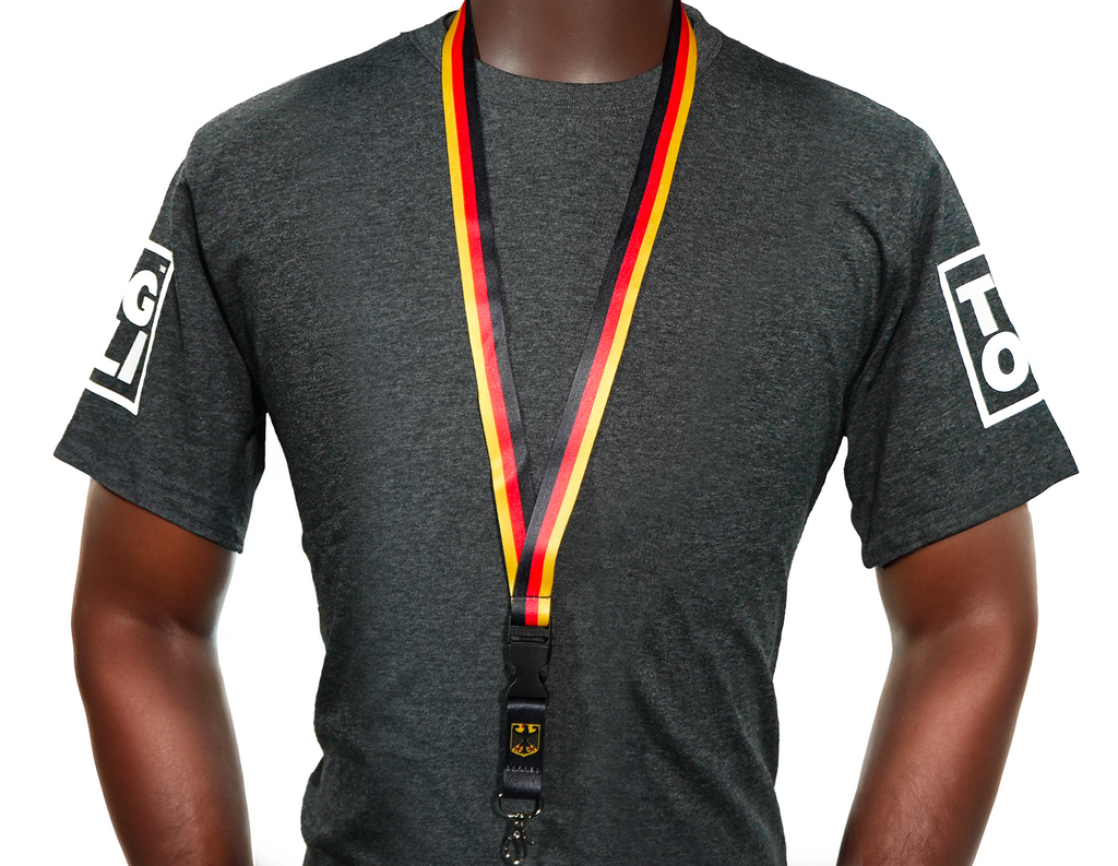 Germany Flag Lanyard – Black, Red & Gold Tricolour with Bundesadler Eagle Emblem