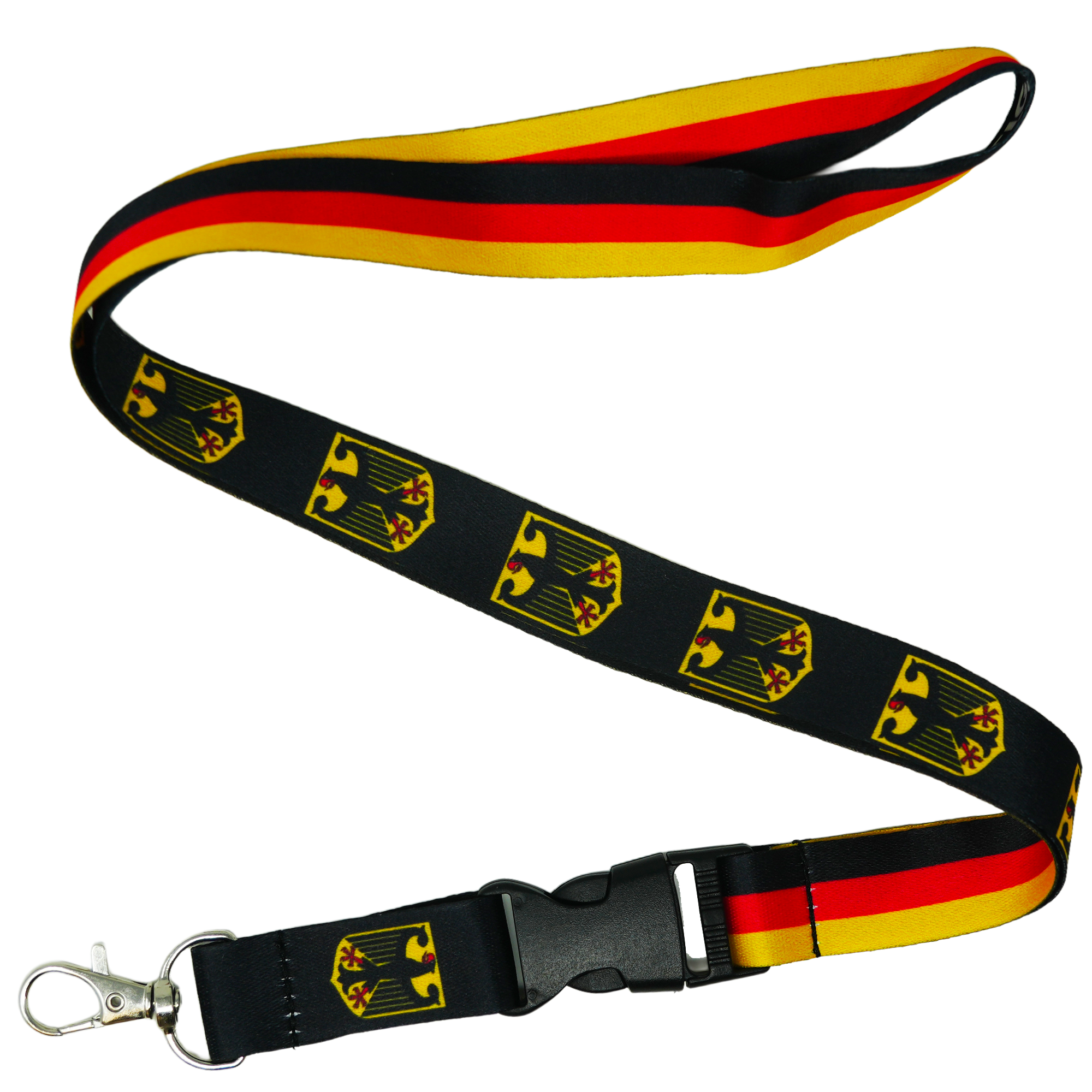 Germany Flag Lanyard – Black, Red & Gold Tricolour with Bundesadler Eagle Emblem