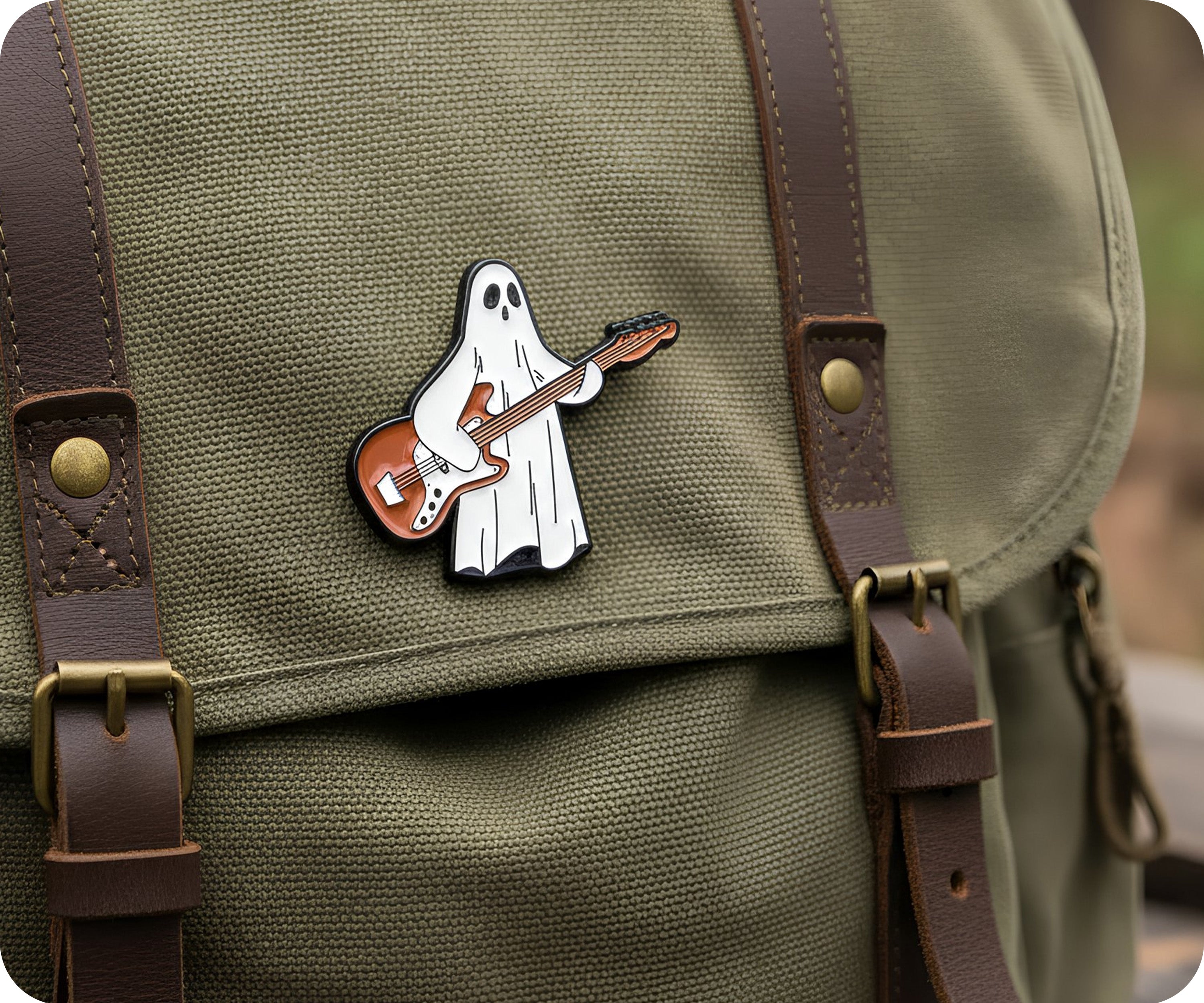 Ghost Playing Guitar Pin Badge