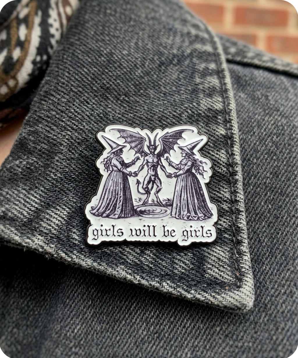 Girls Will Be Ghouls Enamel Lapel Pin Badge