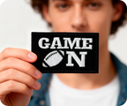 Game On American Football Black Iron On Patch (7.8 x 5cm)