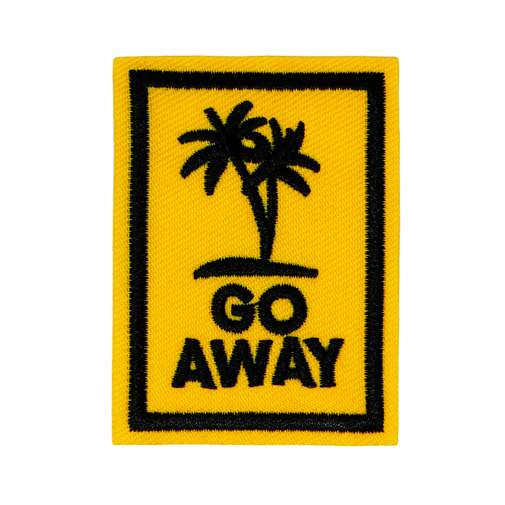 GO Away Travel Palm Trees Yellow Iron On Patch (4.5 x 6.4cm)