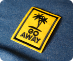 GO Away Travel Palm Trees Yellow Iron On Patch (4.5 x 6.4cm)