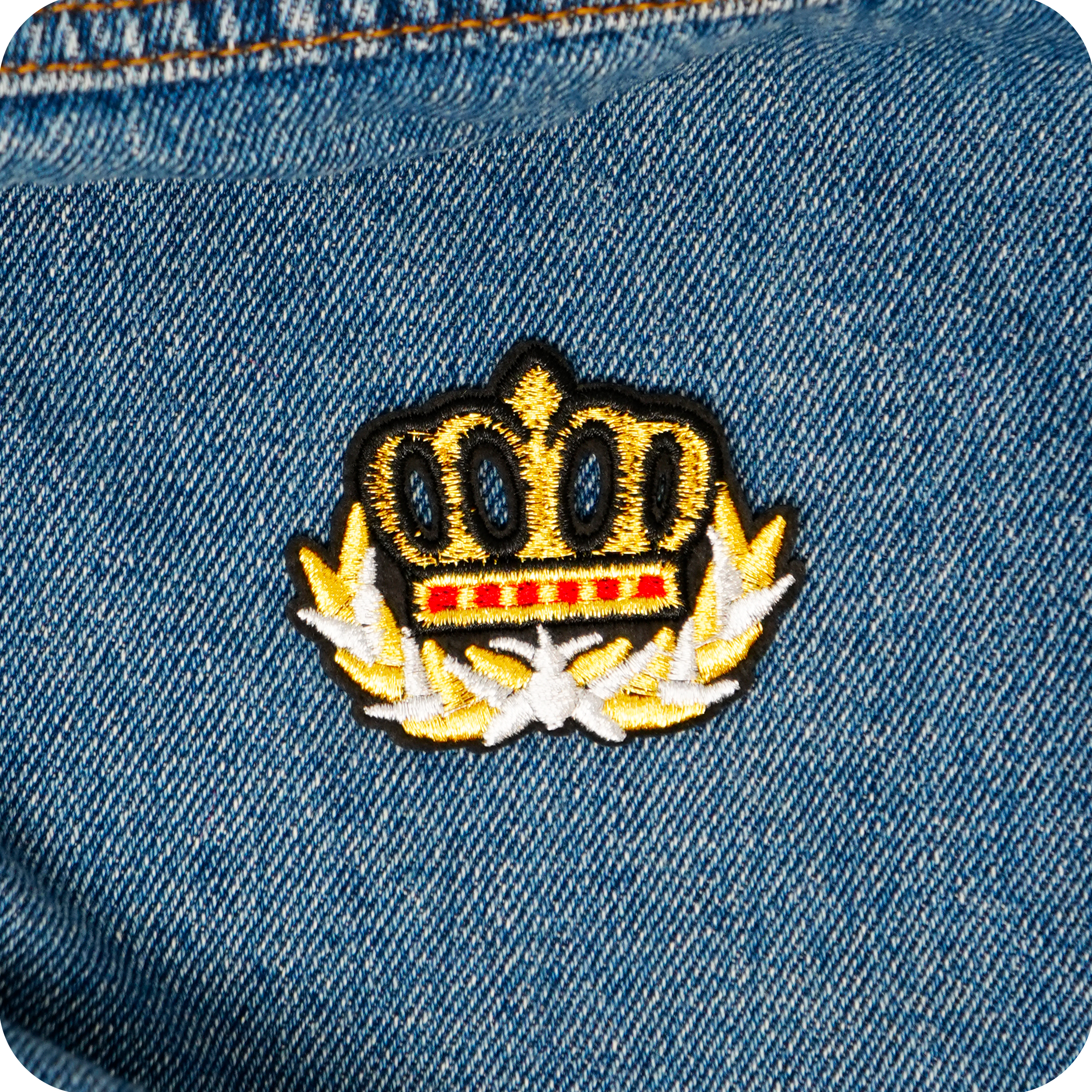 Crown Maritime Oak Leaf Navy Iron On Patch (6 x 4.5cm)