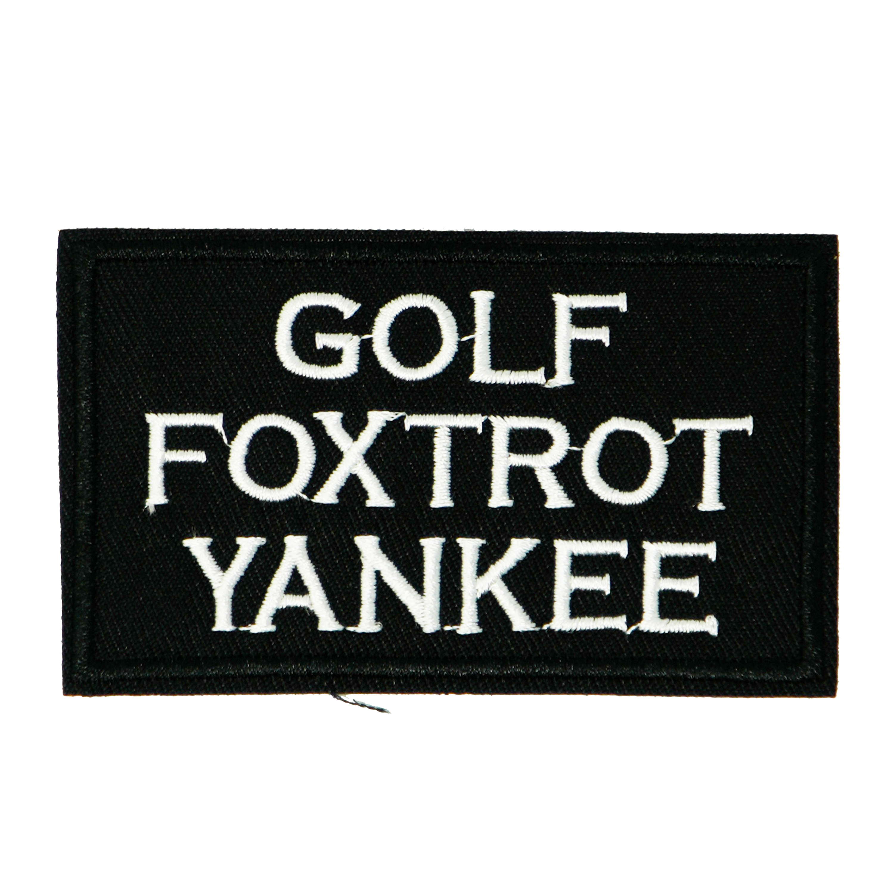 GFY Gold Foxtrot Yankie Funny Black Badge Iron On Patch (7.8 x 5cm) Main image
