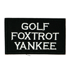GFY Gold Foxtrot Yankie Funny Black Badge Iron On Patch (7.8 x 5cm)