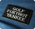 GFY Gold Foxtrot Yankie Funny Black Badge Iron On Patch (7.8 x 5cm)