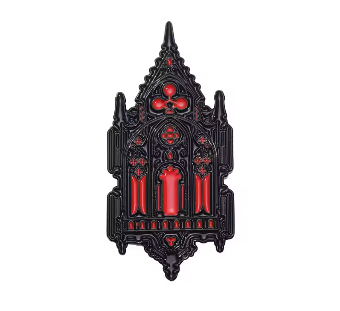 Gothic Church Stained Glass Pin Badge