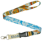 Greece Lanyard – Greek Mosaic “Ελλάς” Design with Olive Branch & Blue Meander Pattern