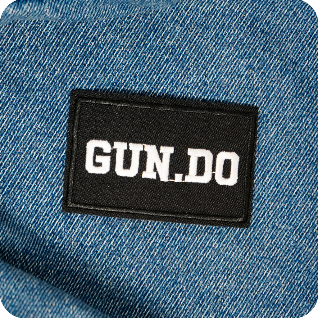Gun Do. Black Iron On Patch (7.8 x 5cm)