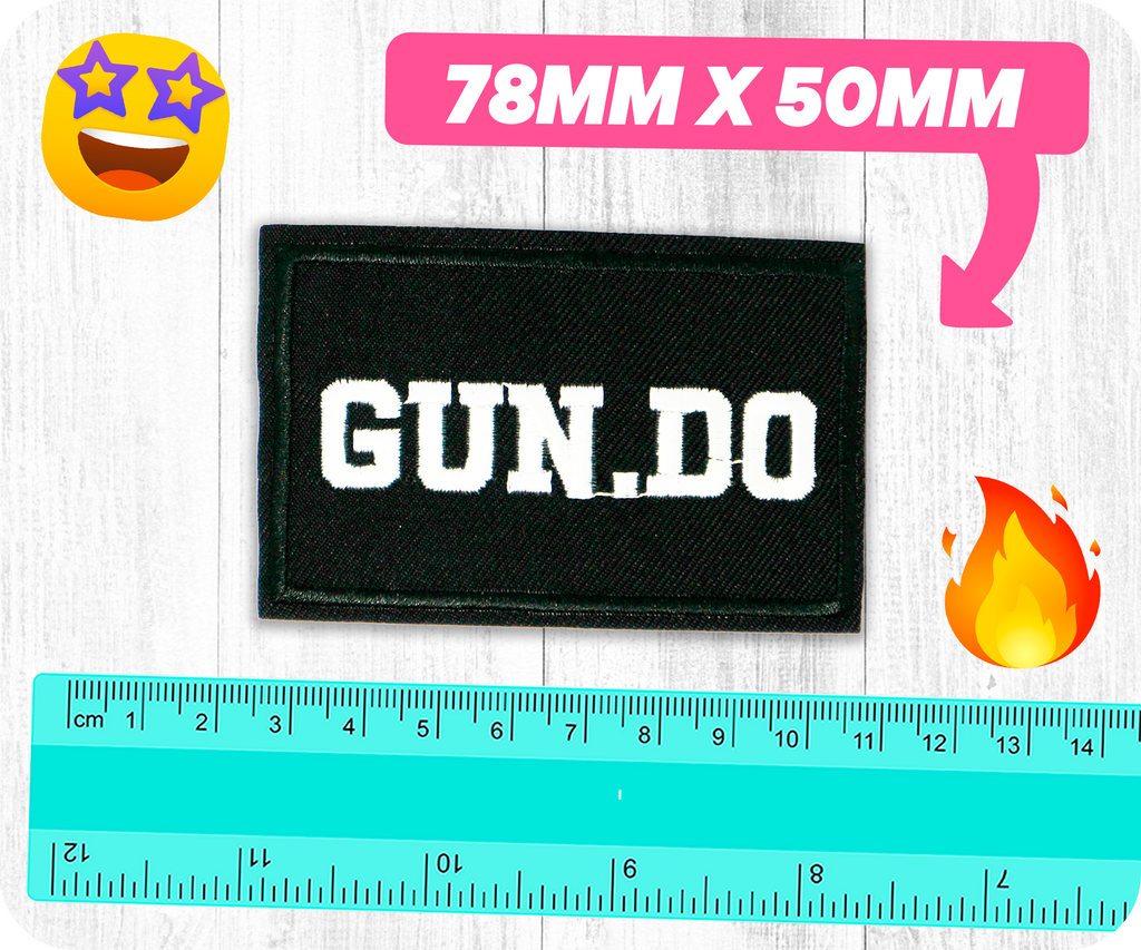 Gun Do. Black Iron On Patch (7.8 x 5cm)
