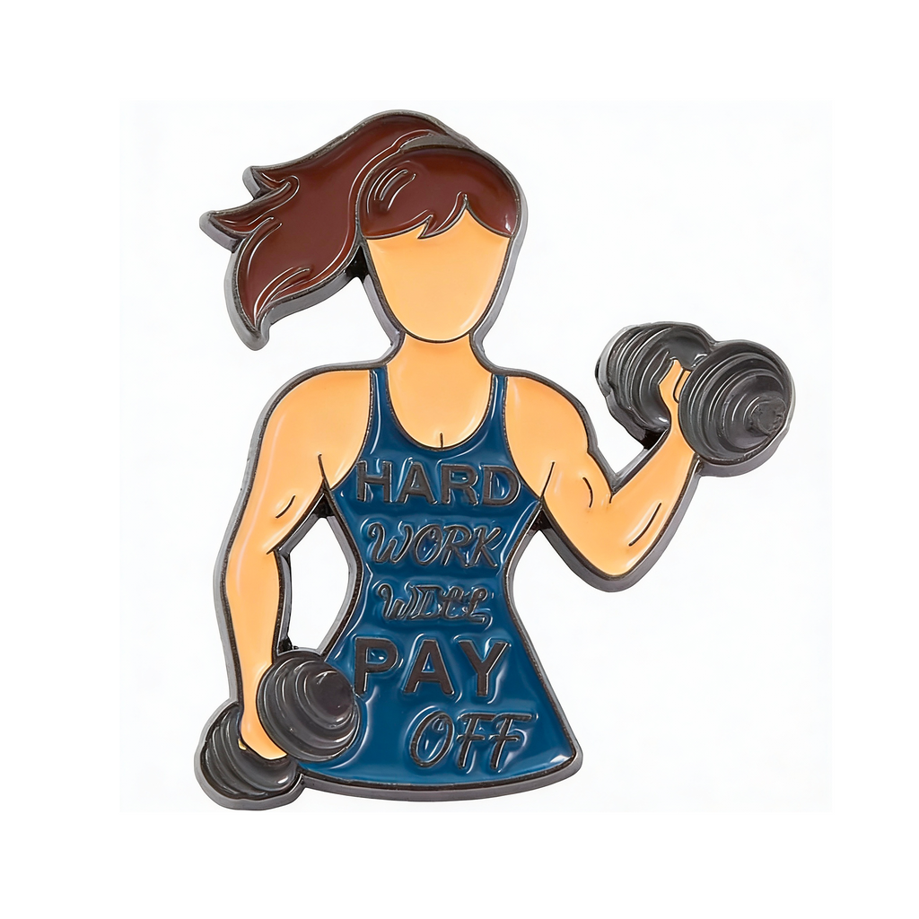 Female Gym Workout Pin Badge