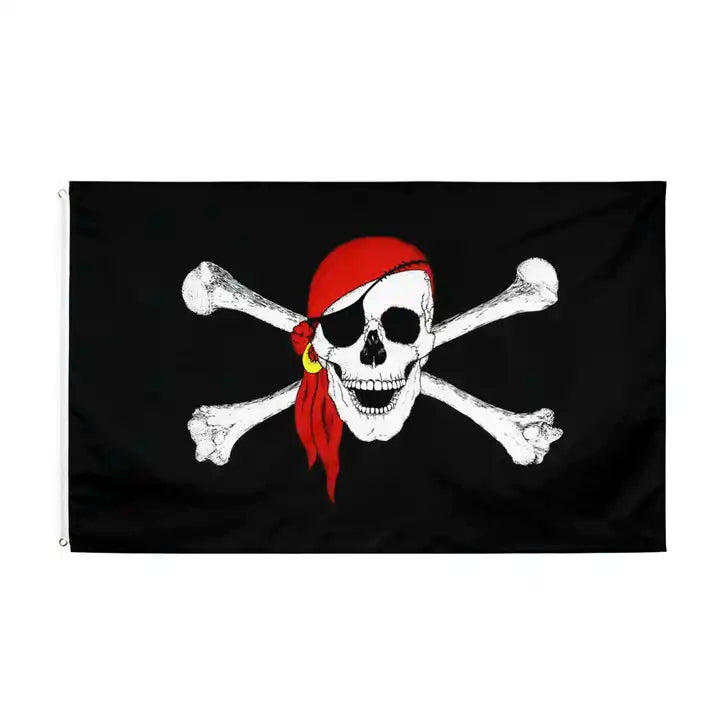 Bandera de calavera pirata de 3' x 5' Imagen secundaria del producto