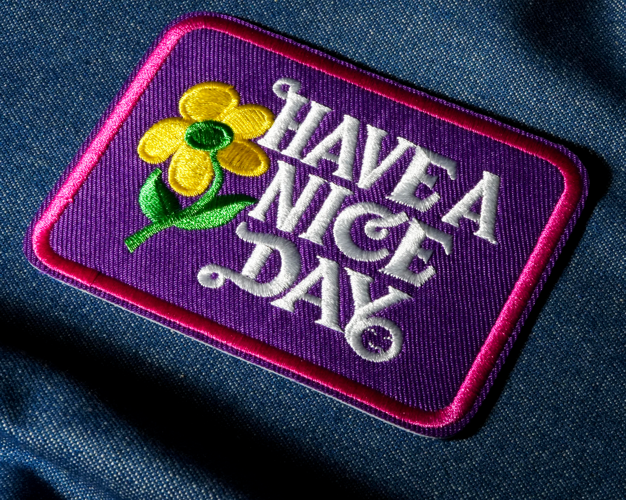 Have A Nice Day Purple & Pink Patch Iron On (9 x 7cm) Secondary image