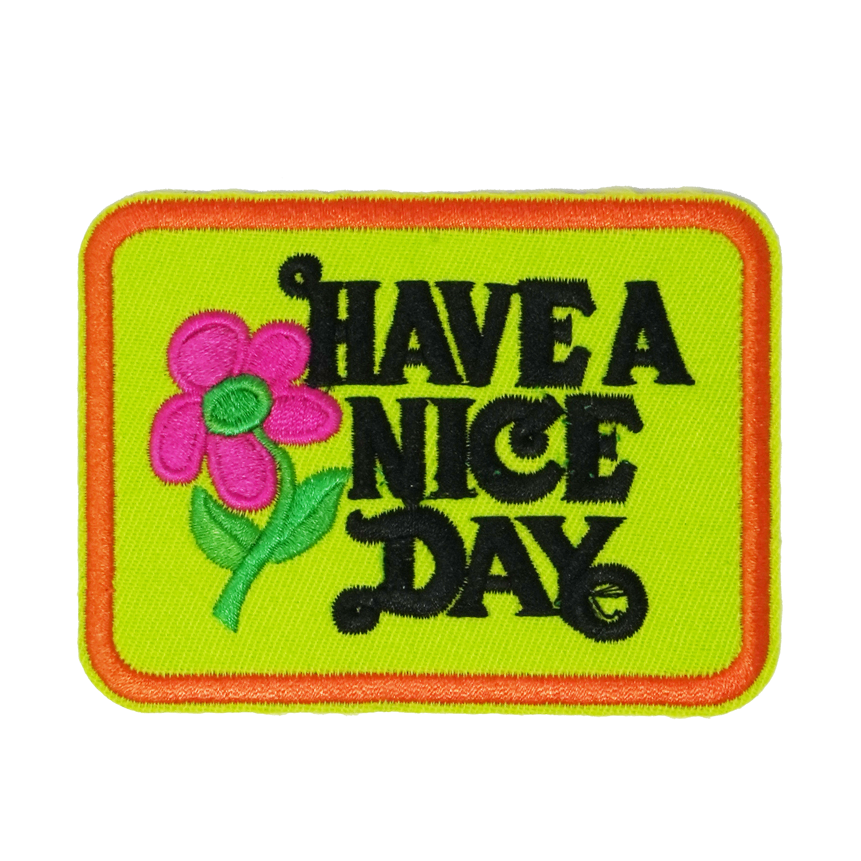 Have A Nice DayLime Green & Gold Patch Iron On (9 x 7cm)