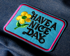 Have A Nice Day Blue & Pink Patch Iron On (9 x 7cm)