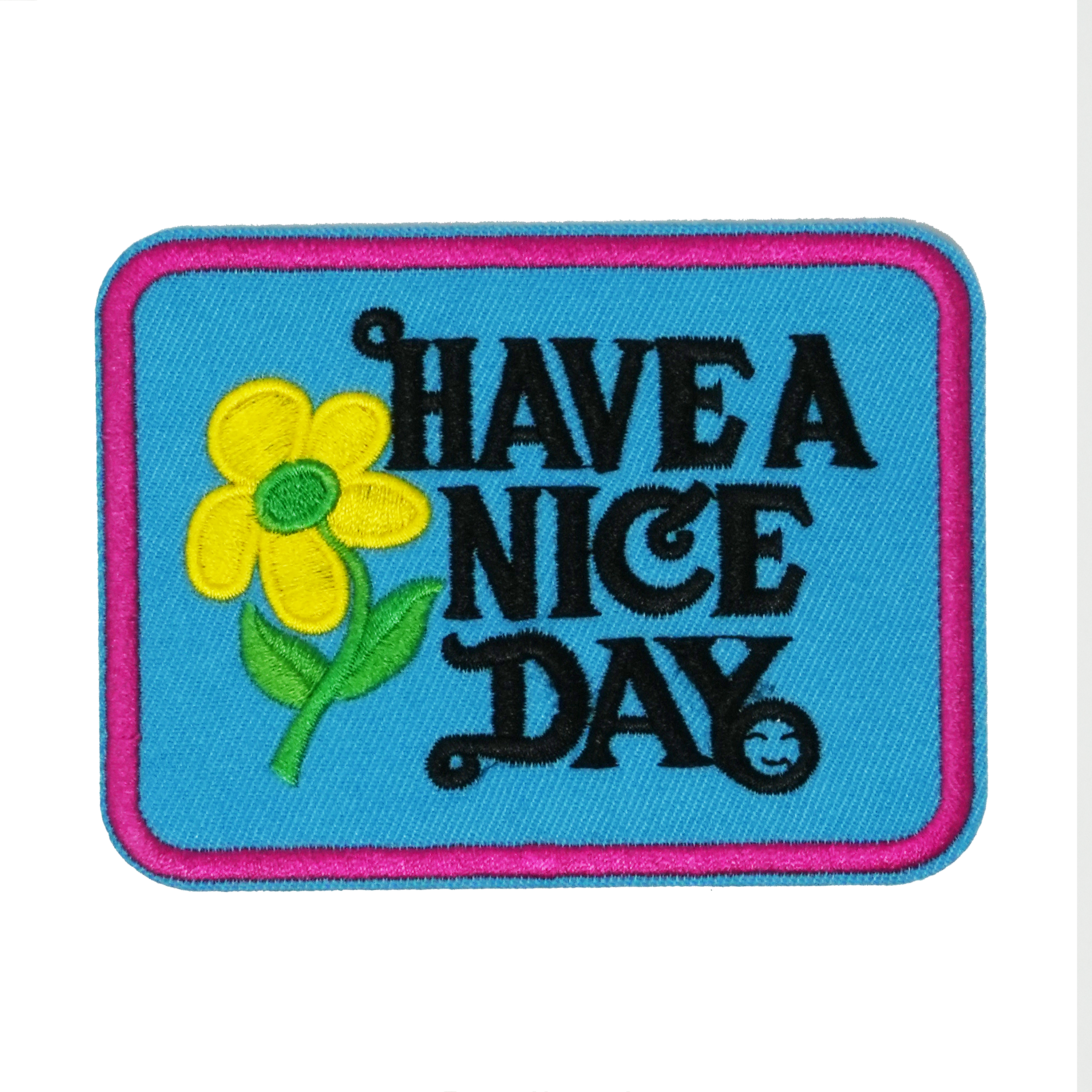 Have A Nice Day Blue & Pink Patch Iron On (9 x 7cm) Main image