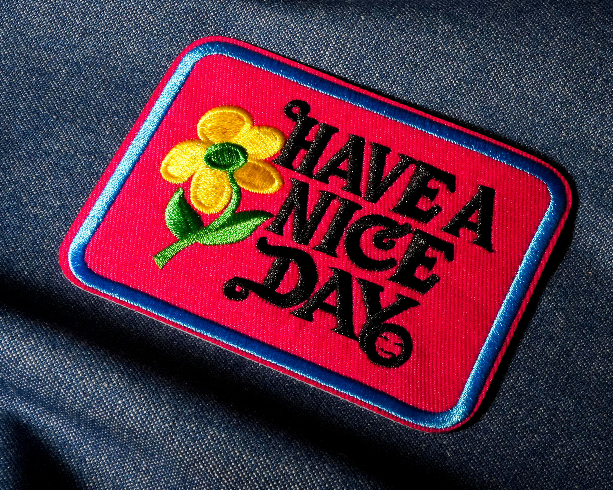 Have A Nice Day Hot Pink & Blue Patch Iron On (9 x 7cm) Secondary image