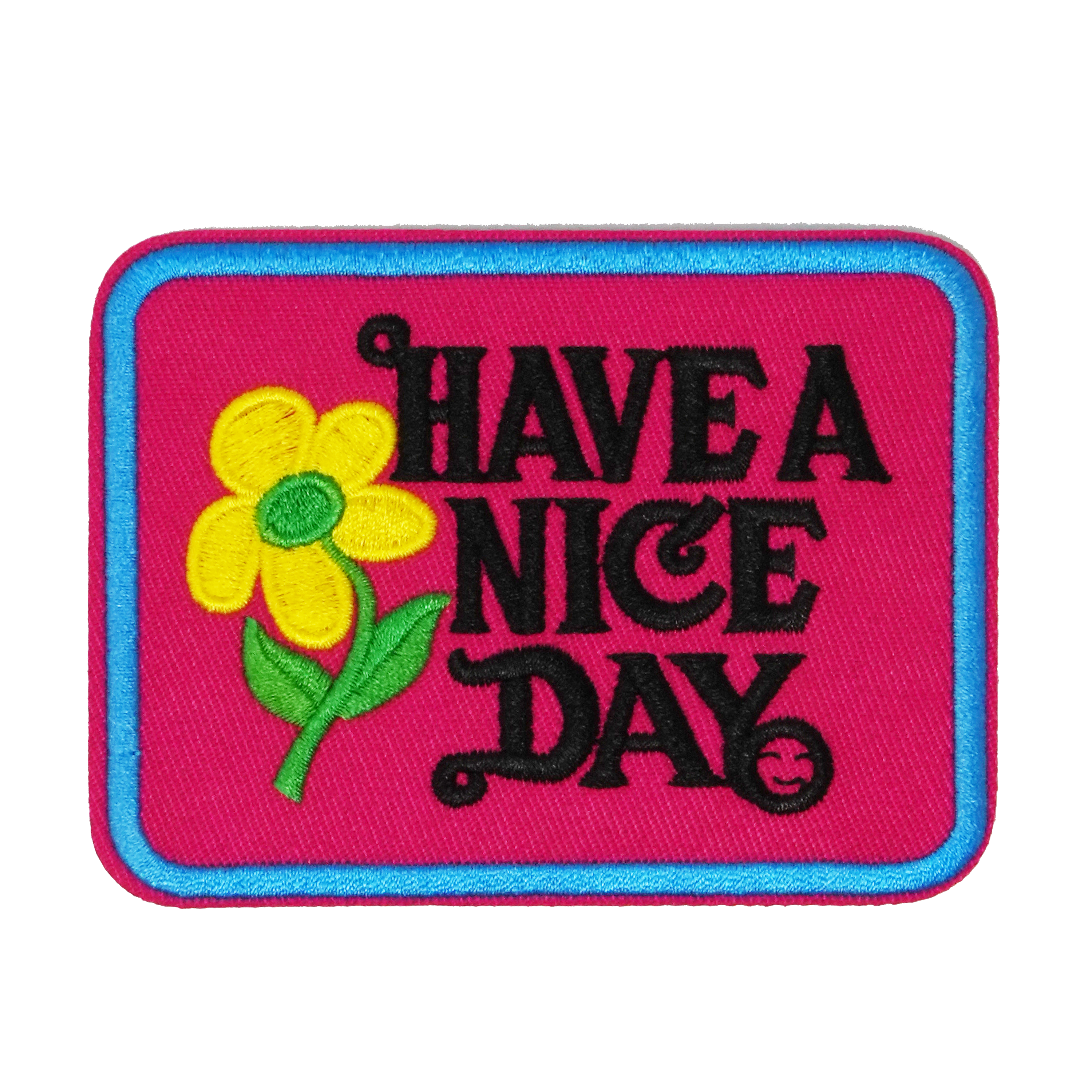 Have A Nice Day Hot Pink & Blue Patch Iron On (9 x 7cm) Main image