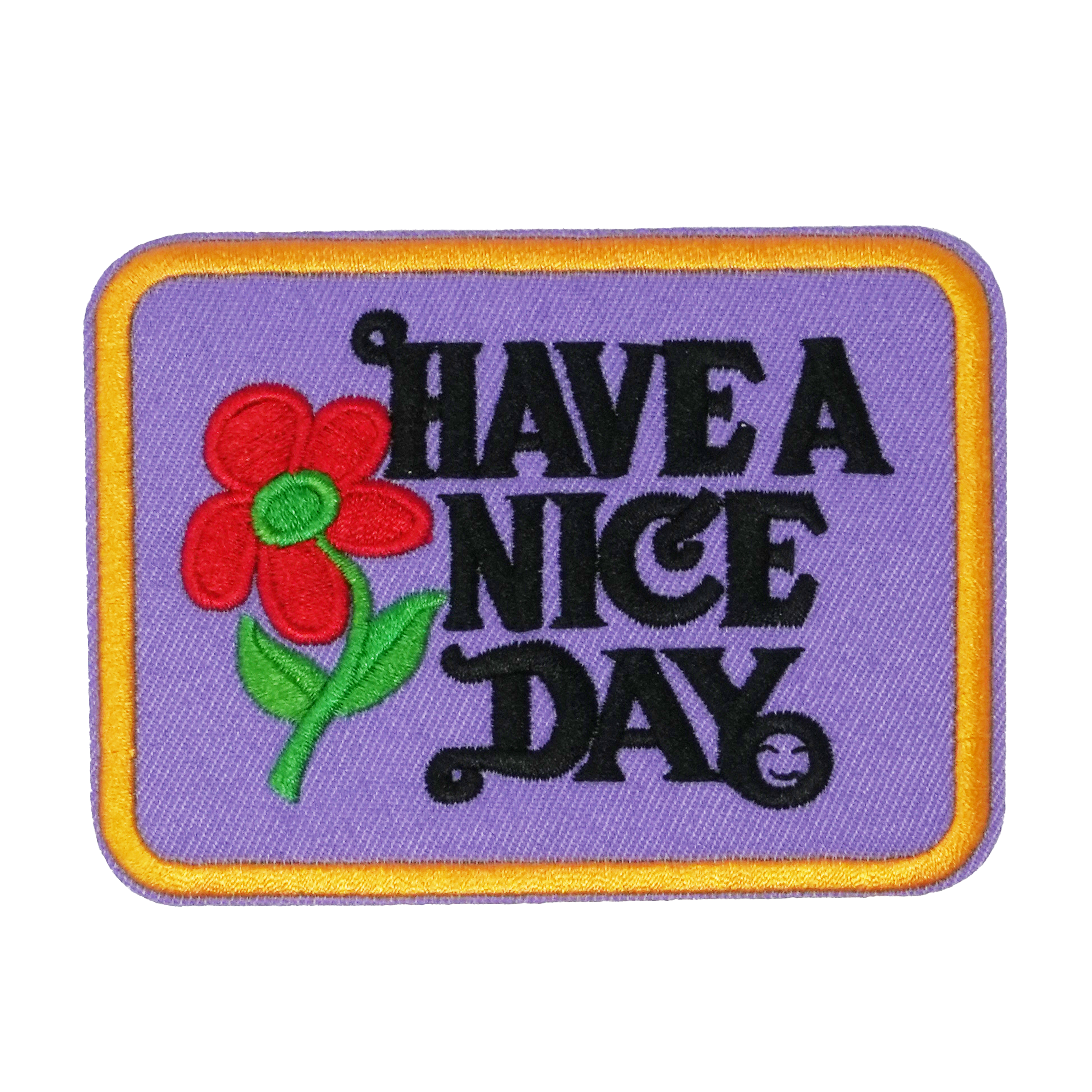 Have A Nice Day Purple & Gold Patch Iron On (9 x 7cm) Main image