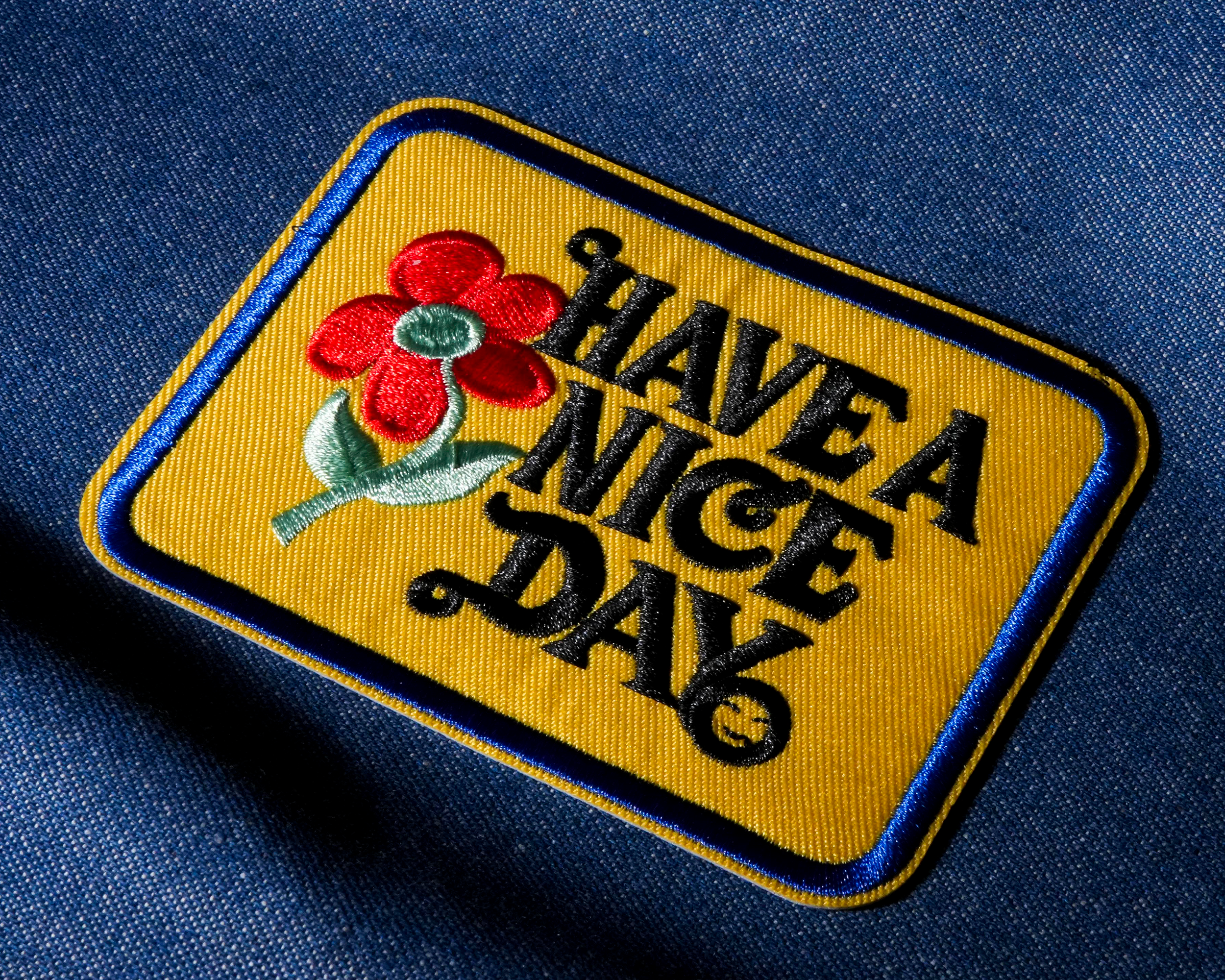 Have A Nice Day Yellow & Blue Patch Iron On (9 x 7cm) Secondary image