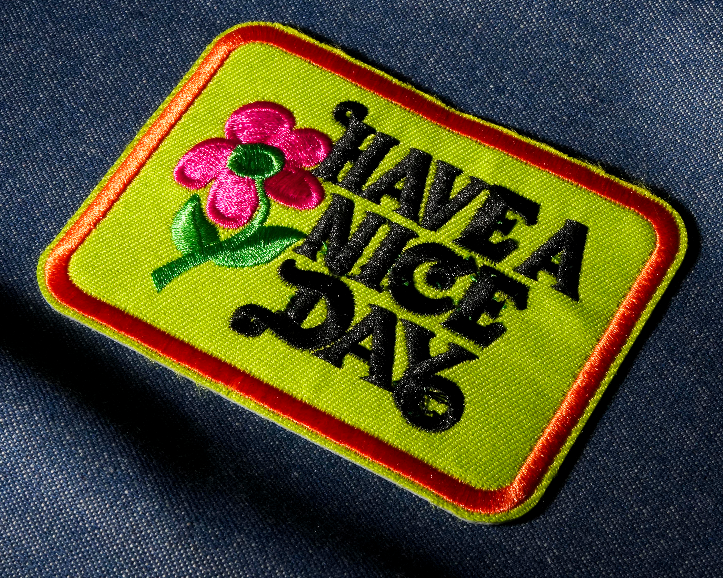 Have A Nice DayLime Green & Gold Patch Iron On (9 x 7cm) Secondary image