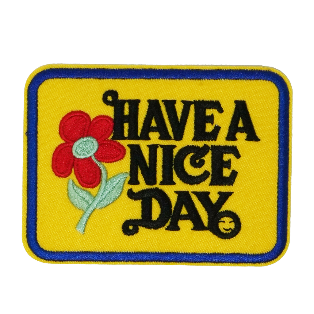 Have A Nice Day Yellow & Blue Patch Iron On (9 x 7cm)