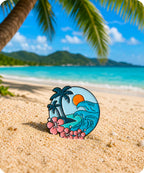 Tropical Beach Enamel Pin Badge