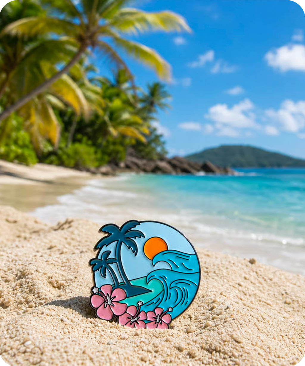 Tropical Beach Enamel Pin Badge