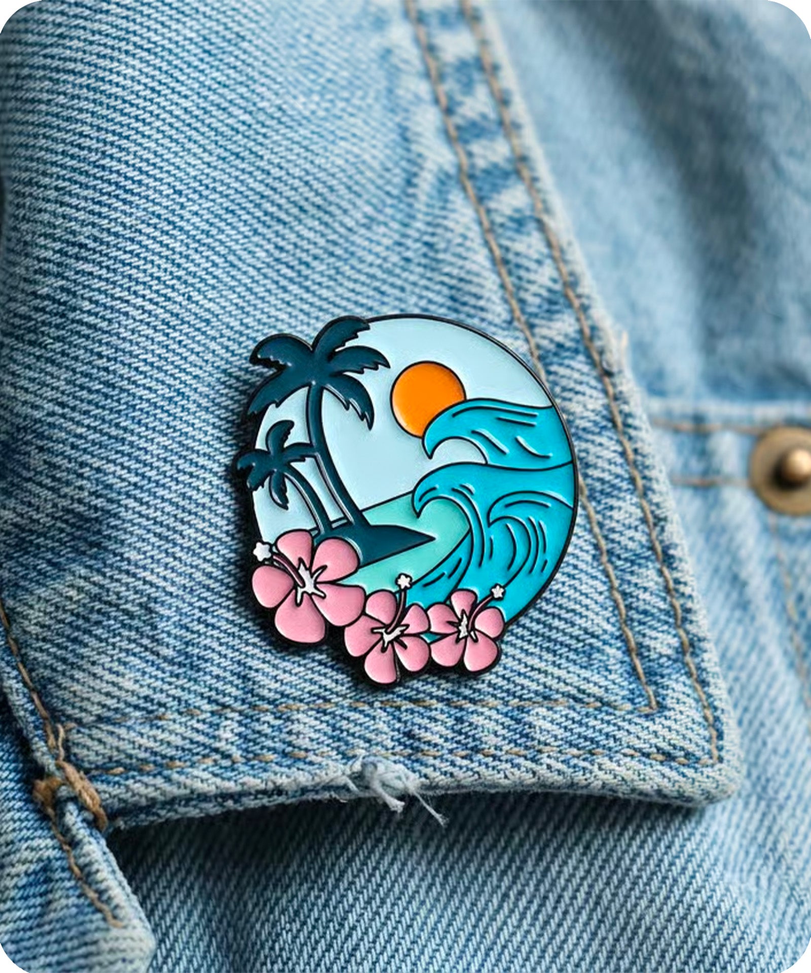 Tropical Beach Enamel Pin Badge