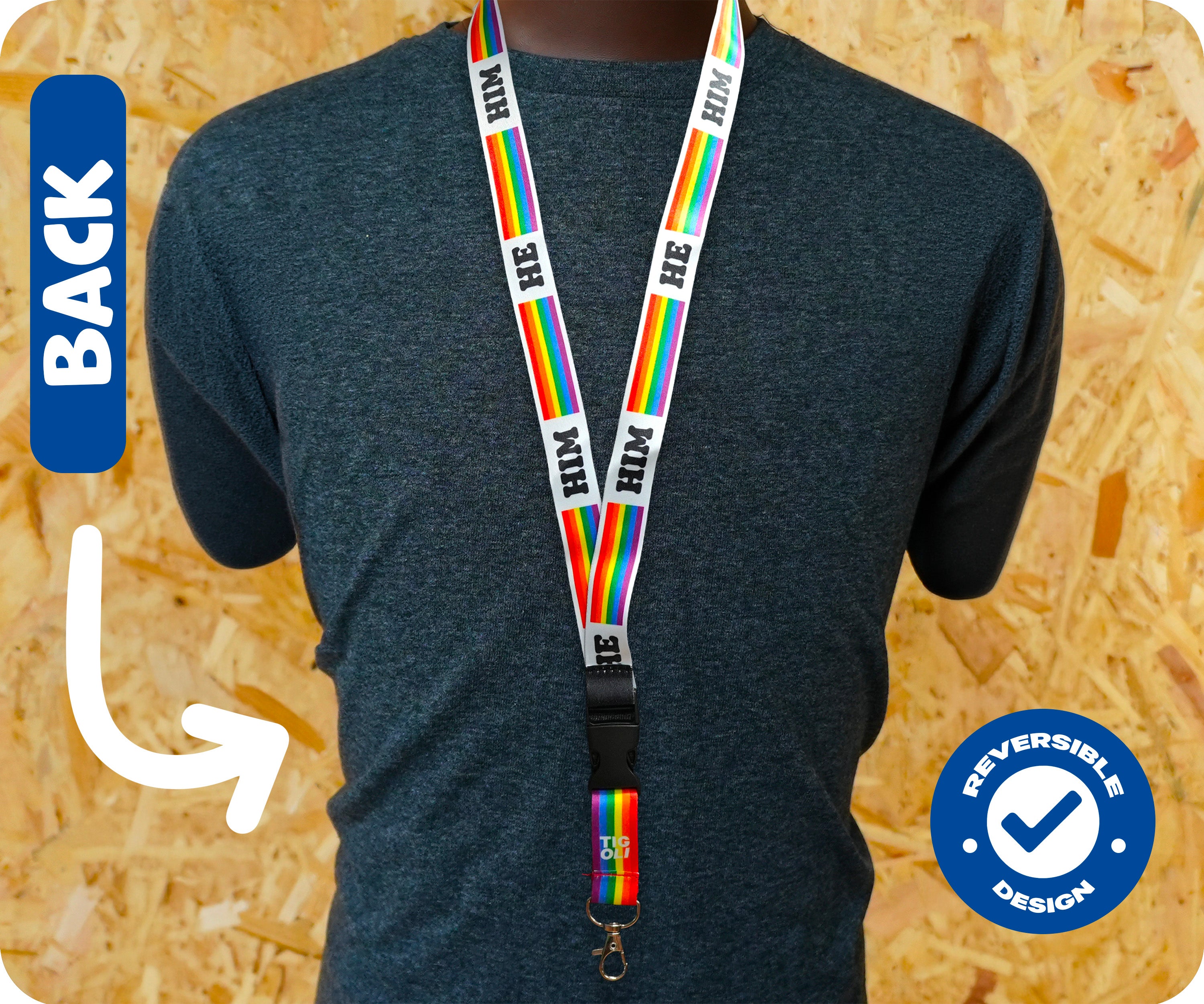 He Him Pronoun Pride Rainbow Flag Lanyard