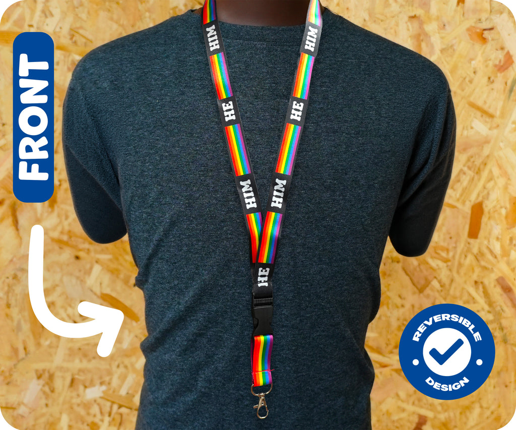 He Him Pronoun Pride Rainbow Flag Lanyard