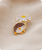 Cute Hedgehog with Daisy Flower Enamel Pin Badge