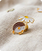 Cute Hedgehog with Daisy Flower Enamel Pin Badge